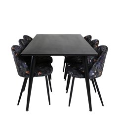 Velvet Dining Chair - Black Flower fabric