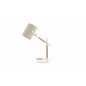 Dennis -Bordlampe - Hvid / Træ / Beige Linned