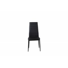 Slim High Back Dining Chair - Black Legs - Black PU