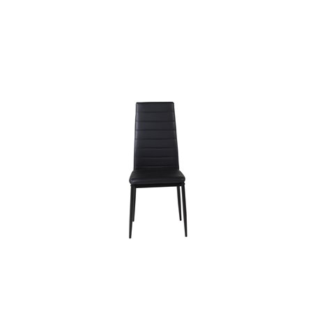 Slank spisebordsstol med høj ryg - Sorte Ben - Sort PU