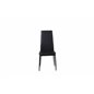 Slim High Back Dining Chair - Black Legs - Black PU