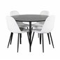 Polar Fluff Dining Chair - Black Legs - White Teddy