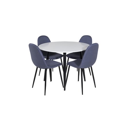 Polar Dining Chair - Black Legs - Blue Fabric