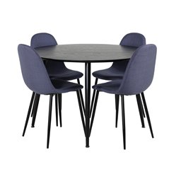Polar Dining Chair - Black Legs - Blue Fabric