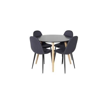 Polar Dining Chair - Black Legs - Black Fabric