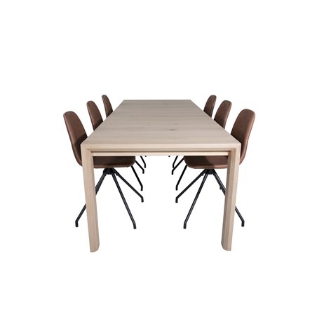 Polar Dining Chair with Spin function - black Legs - Brown PU - White Stitches