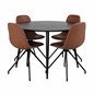 Polar Dining Chair with Spin function - black Legs - Brown PU - White Stitches