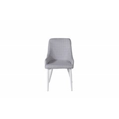 Plaza Dining chair - White legs - Light Grey Fabric