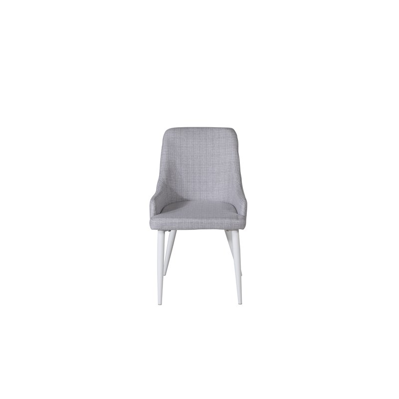 Plaza Dining chair - White legs - Light Grey Fabric