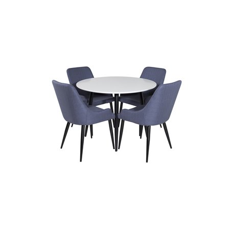 Plaza Dining Chair - Black Legs - Blue Fabric