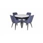 Plaza Dining Chair - Black Legs - Blue Fabric