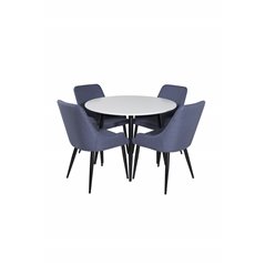 Plaza Dining Chair - Black Legs - Blue Fabric