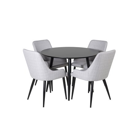 Plaza Dining chair - Black legs - Light Grey Fabric