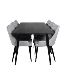 Plaza Dining chair - Black legs - Light Grey Fabric