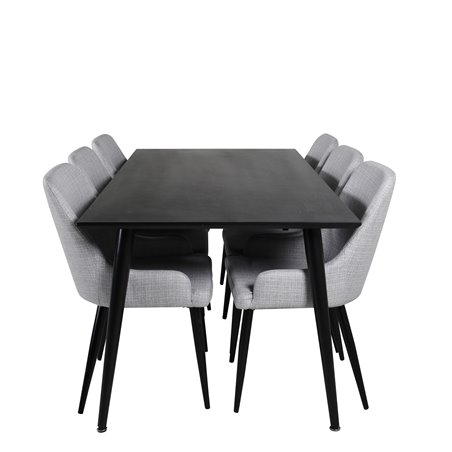 Pla ruokapöydän tuoliin - Mustat jalat - Vaaleanharmaa kangas