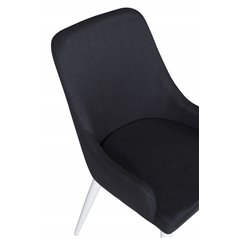 Plaza Dining Chair - White Legs - Black Fabric