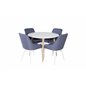 Plaza Dining Chair - White Legs - Blue Fabric