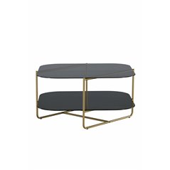 un-line Sofa Table - Brushed Brass / Smoked Glass / black Glass Marble Glass / Glass Marble