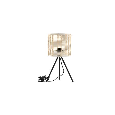 Fence -Table Lamp - Black/Natural Rattan