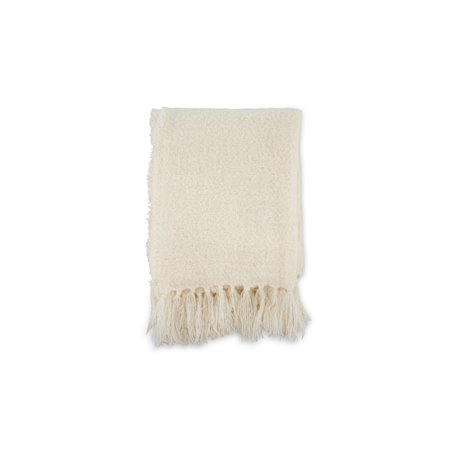 Stanly Throw poly/ribbon/tassels - White / - 130*170