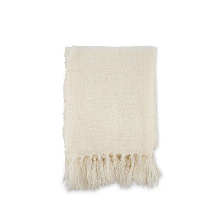 Stanly Throw poly/ribbon/tassels - White / - 130*170