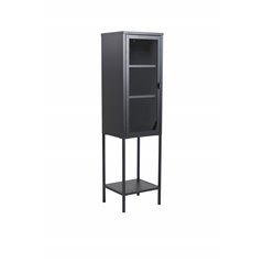 High Thin Cabinet w shelf - Black