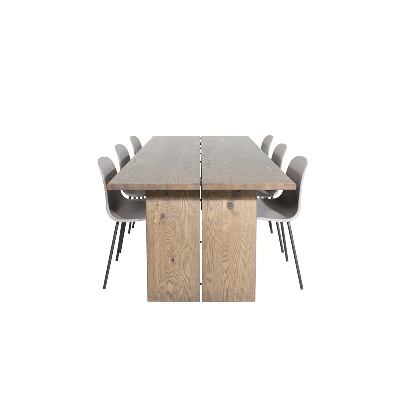 Logger Dining Table - Smoked Oak - 210 cm, Arctic Dining Chair - Black Legs - Khaki Plastic_6