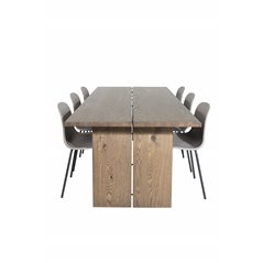 Logger Dining Table - Smoked Oak - 210 cm, Arctic Dining Chair - Black Legs - Khaki Plastic_6