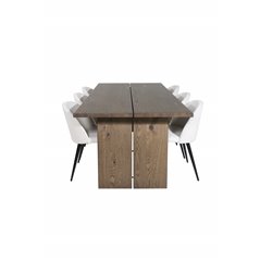 Logger ruokapöytä - savustettu tammi - 210 cm, sametti ruokapöydän tuoli vakosametti - beige / musta_6