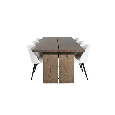 Logger Dining Table - Smoked Oak - 210 cm, Velvet Dining Chair Corduroy - Beige / Black_6