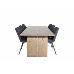 Logger Dining Table - Smoked Oak - 210 cm, Gemma Dining Chair - Black Legs - Black Fabric_6