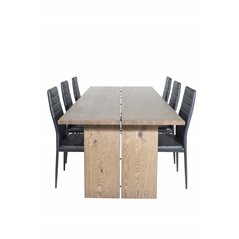 Logger Dining Table - Smoked Oak - 210 cm, Slim High Back Dining Chair - Black Legs - Black PU_6