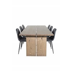 Logger Dining Table - Smoked Oak - 210 cm, Polar Dining Chair - Black / Black_6