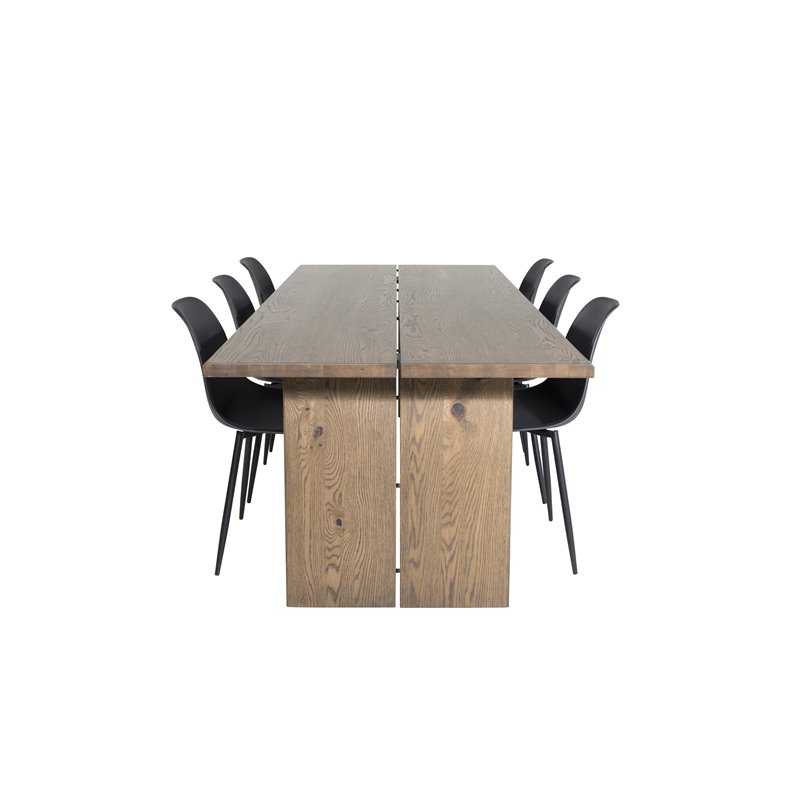 Logger Dining Table - Smoked Oak - 210 cm, Polar Plastic Dining Chair - Black Legs / Black Plastic_6