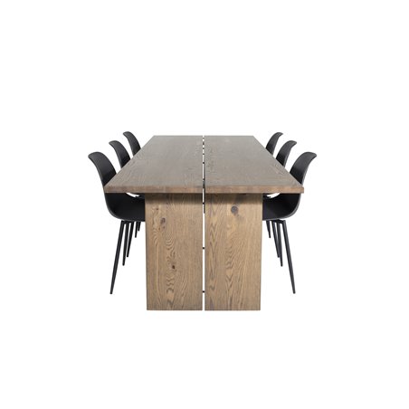 Logger Dining Table - Smoked Oak - 210 cm, Polar Plastic Dining Chair - Black Legs / Black Plastic_6