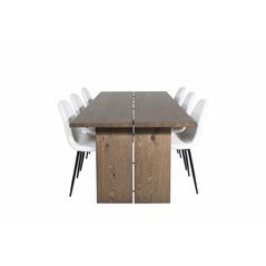 Logger Dining Table - Smoked Oak - 210 cm, Polar Fluff Dining Chair - Black Legs - White Teddy _6