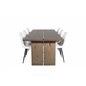 Logger Dining Table - Smoked Oak - 210 cm, Polar Fluff Dining Chair - Black Legs - White Teddy _6