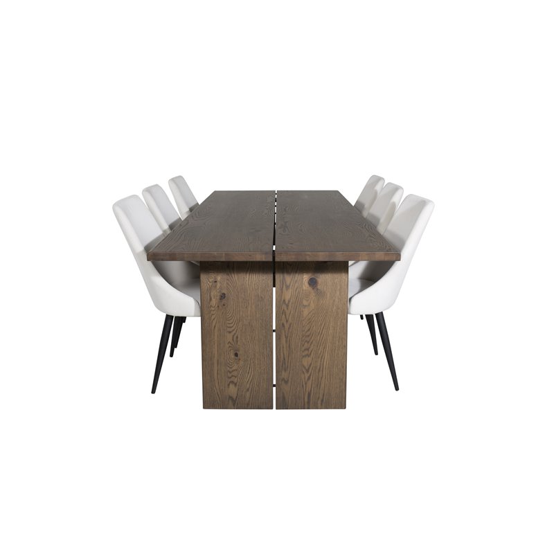 Logger Dining Table - Smoked Oak - 210 cm, Leone Dining Chair - Beige / Black_6