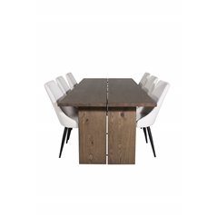 Logger Spisebord - Røget Eg - 210 cm, Leone Spisestuestol - Beige / Sort_6