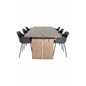 Logger ruokapöytä - Savustettu tammi - 210 cm, Comfort Plastic ruokapöydän tuoli - Mustat jalat -Musta Pla Pla