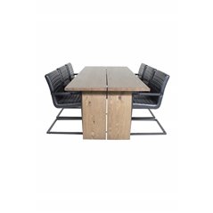 Logger Dining Table - Smoked Oak - 210 cm, Art Armchair - Black / Black_6