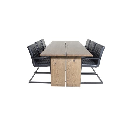 Logger ruokapöytä - savustettu tammi - 210 cm, Art-nojatuoli - musta / musta_6