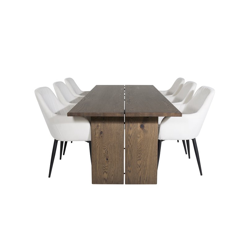 Logger Dining Table - Smoked Oak - 210 cm, Comfort Dining Chair - Beige / Black_6