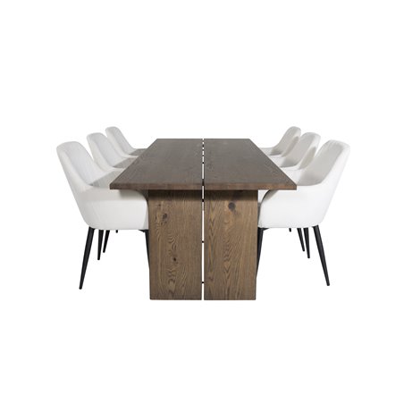 Logger Dining Table - Smoked Oak - 210 cm, Comfort Dining Chair - Beige / Black_6