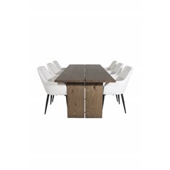 Logger Dining Table - Smoked Oak - 210 cm, Comfort Dining Chair - Beige / Black_6
