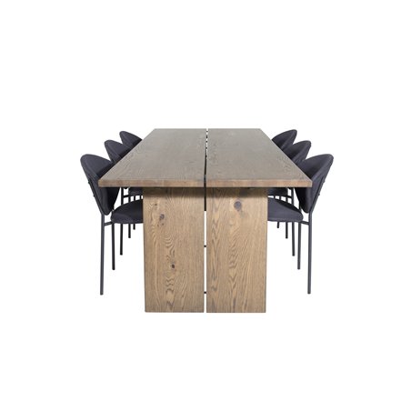 Logger Spisebord - Røget Eg - 210 cm, Vault Dining Chair - Sorte Ben - Sort Stof_6