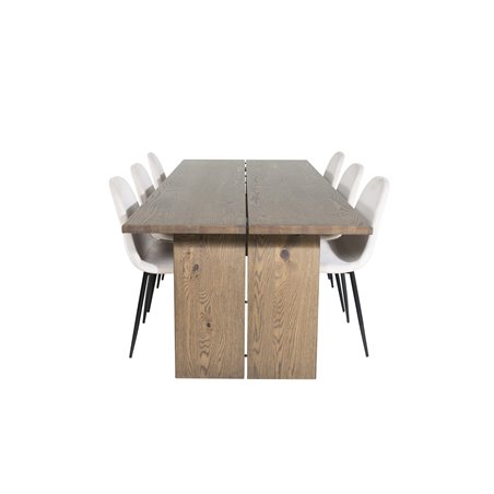 Logger-ruokapöytä - Savustettu tammi - 210 cm, Polar-ruokailutuoli - Mustat jalat / Beige Velvet (korvaa 19902-880) _6
