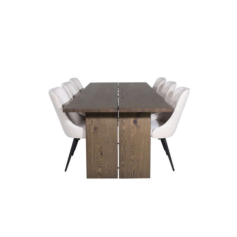 Logger Dining Table - Smoked Oak - 210 cm, Velvet Deluxe Dining Chair - Beige / Black_6