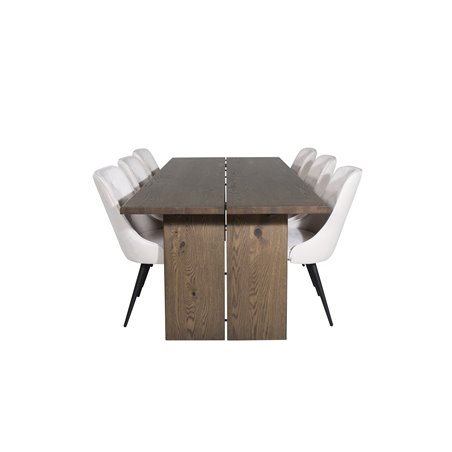 Logger Dining Table - Smoked Oak - 210 cm, Velvet Deluxe Dining Chair - Beige / Black_6