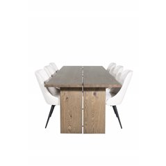 Logger Spisebord - Røget Eg - 210 cm, Velvet Deluxe Spisestuestol - Beige / Sort_6